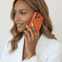 Orange Personalized iPhone Case With Leather - Snap Bands