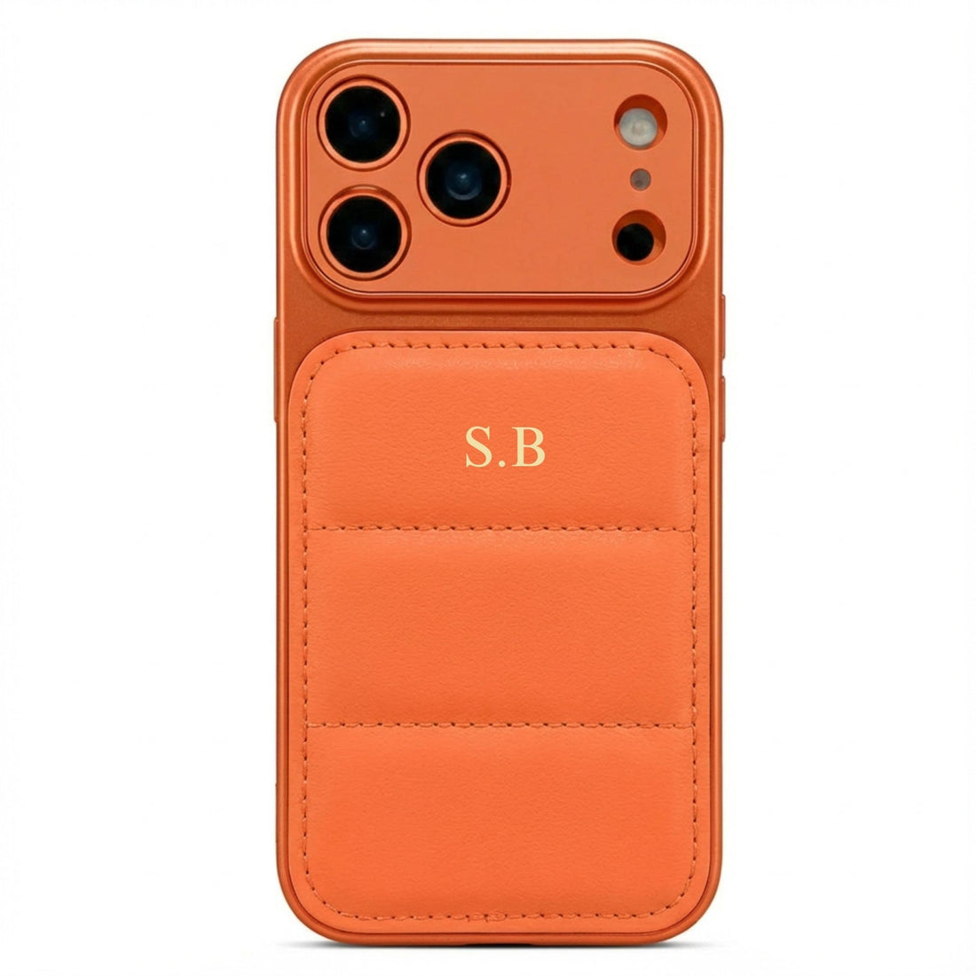 Orange Personalized iPhone Leather Case - Snap Bands