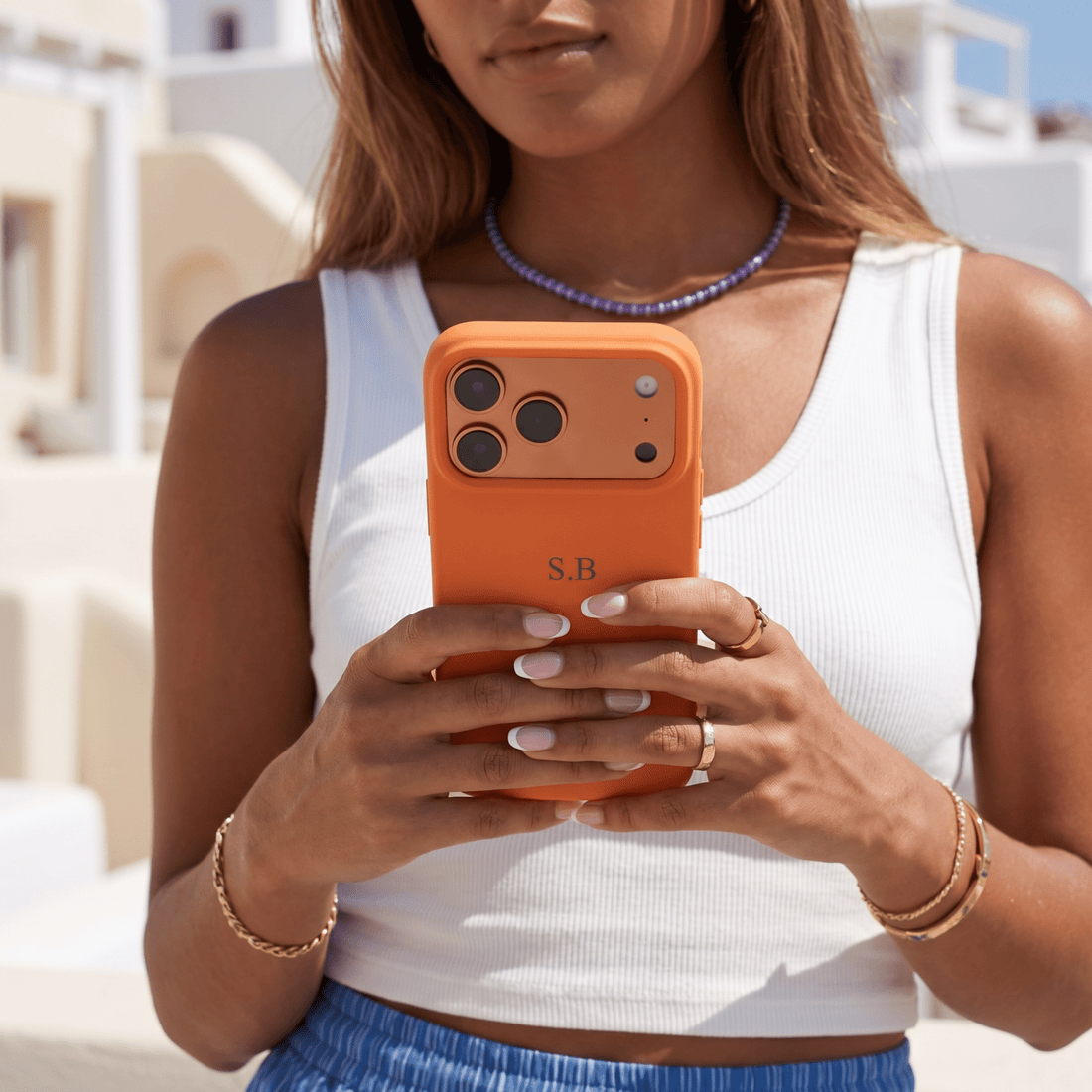 Orange Personalized Liquid Silicone iPhone Case - Snap Bands