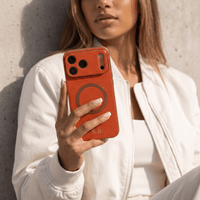 Orange Personalized Magnetic Leather iPhone Case - #Snap Bands#