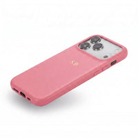 Pink Leather iPhone Case - Snap Bands