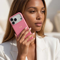 Pink Leather iPhone Case - Snap Bands