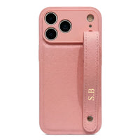 Pink Leather iPhone Case with Strap - Snap Bands