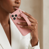 Pink Leather iPhone Case with Strap - Snap Bands