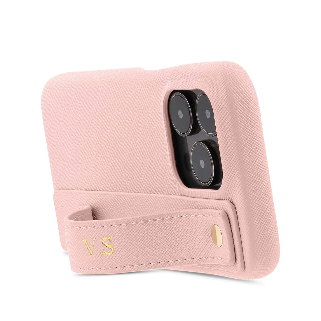 Pink Leather iPhone Case with Strap - Snap Bands