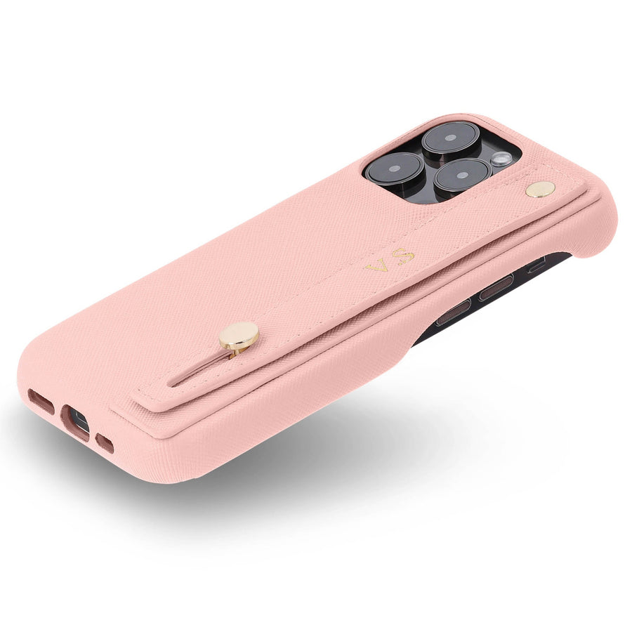 Pink Leather iPhone Case with Strap - Snap Bands