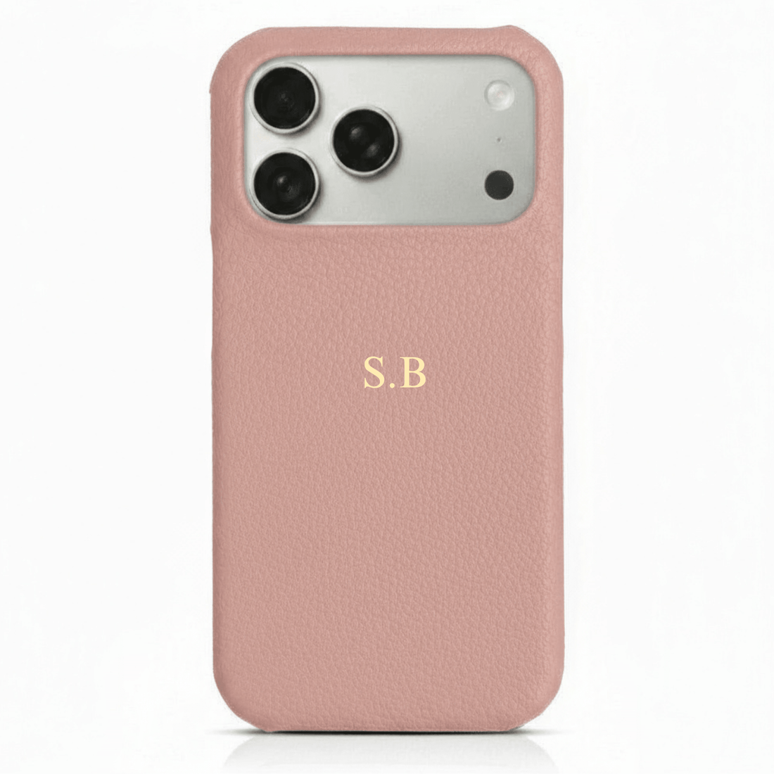 Pink Pebble Leather iPhone Case - Snap Bands