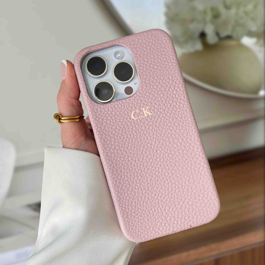 Pink Pebble Leather iPhone Case - #Snap Bands#