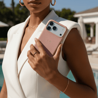 Pink Pebble Leather iPhone Case - Snap Bands