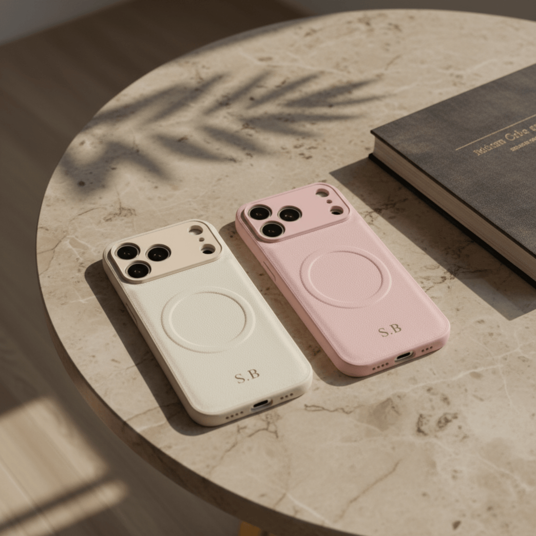 Pink Personalized Magnetic Leather iPhone Case - Snap Bands