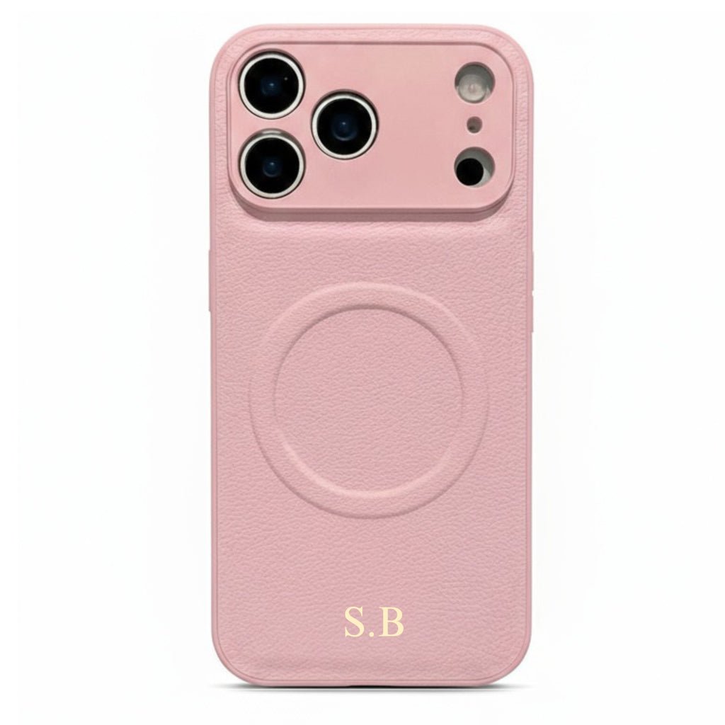 Pink Personalized Magnetic Leather iPhone Case - Snap Bands