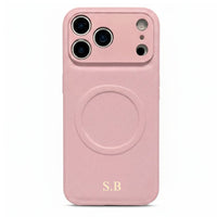 Pink Personalized Magnetic Leather iPhone Case - Snap Bands