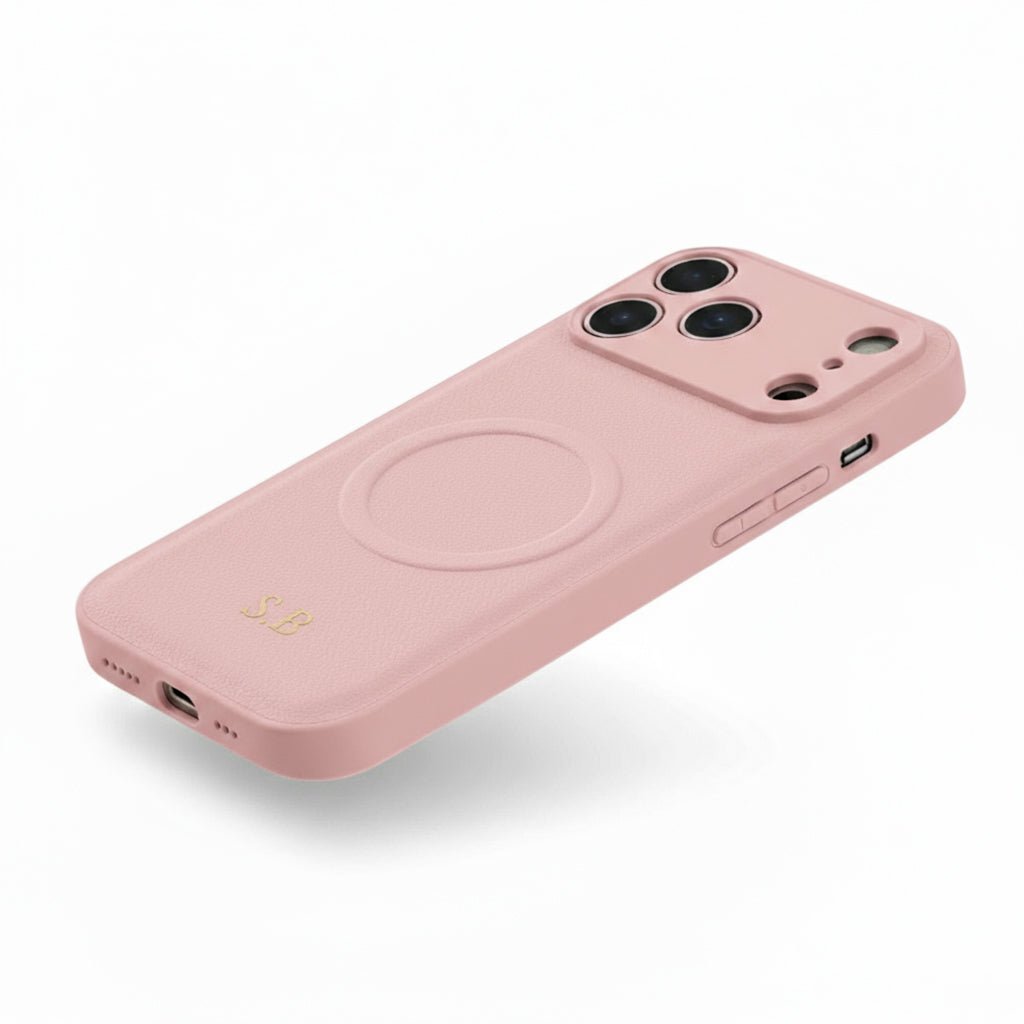 Pink Personalized Magnetic Leather iPhone Case - Snap Bands