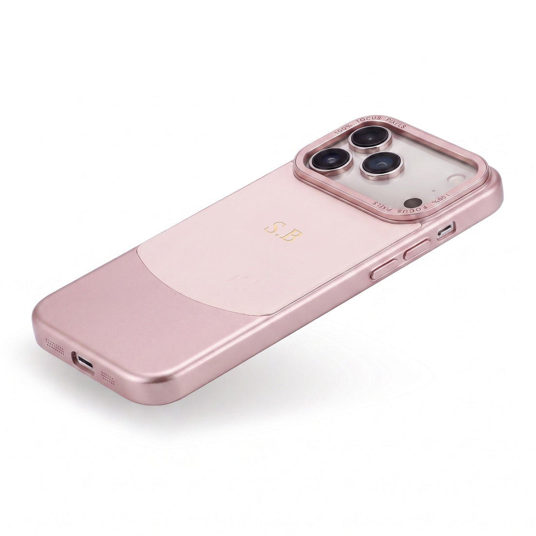 Pink Two-Tone Monogrammed Leather iPhone Case - #Snap Bands#