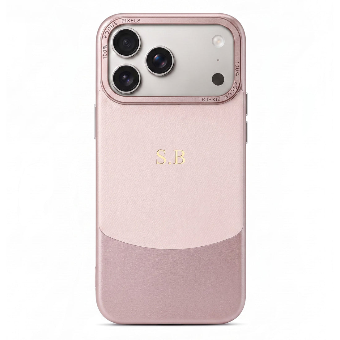 Pink Two-Tone Monogrammed Leather iPhone Case - #Snap Bands#