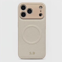 White Personalized Magnetic Leather iPhone Case