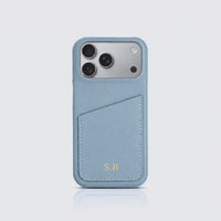Light Blue Card Holder Leather iPhone Case