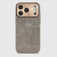 Luxury Lambskin Leather Custom iPhone Case Gray