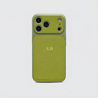Green Personalized iPhone Case With Leather