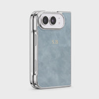 Light Blue Lambskin Leather Custom iPhone Duo Case
