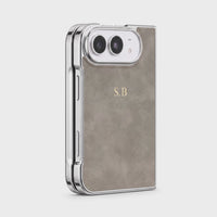 Grey Lambskin Leather Custom iPhone Duo Case