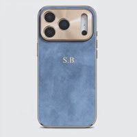 Blue Lambskin Leather Custom iPhone Case