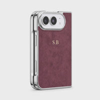 Burgundy Lambskin Leather Custom iPhone Duo Case