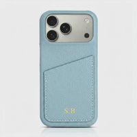 Light Blue Card Holder Leather iPhone Case