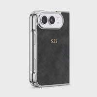 Black Lambskin Leather Custom iPhone Duo Case