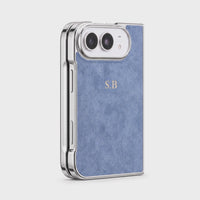 Blue Lambskin Leather Custom iPhone Duo Case