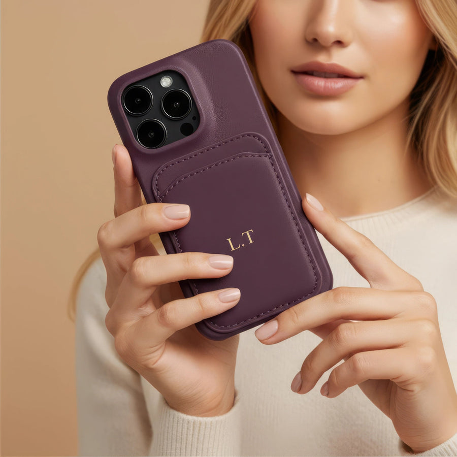 Purple iPhone Case with Card Holder - Snap Bands