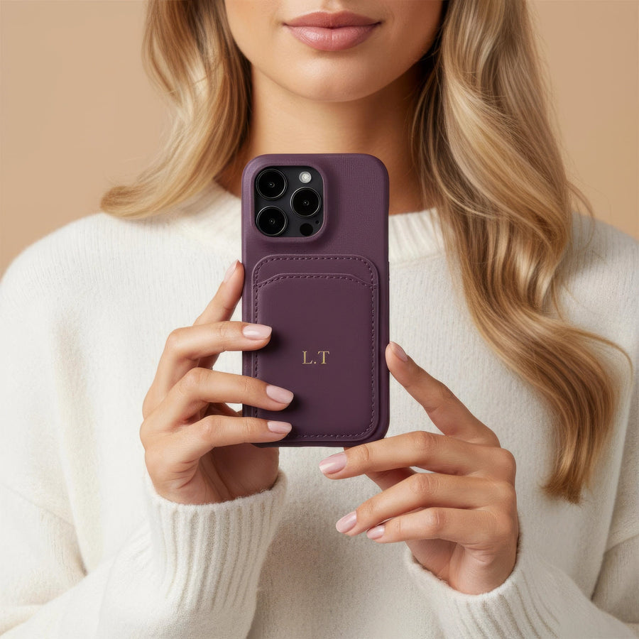 Purple iPhone Case with Card Holder - Snap Bands