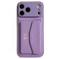 Purple Leather iPhone Case With Card Holder - #Snap Bands#