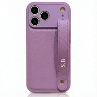 Purple Leather iPhone Case with Strap - Snap Bands
