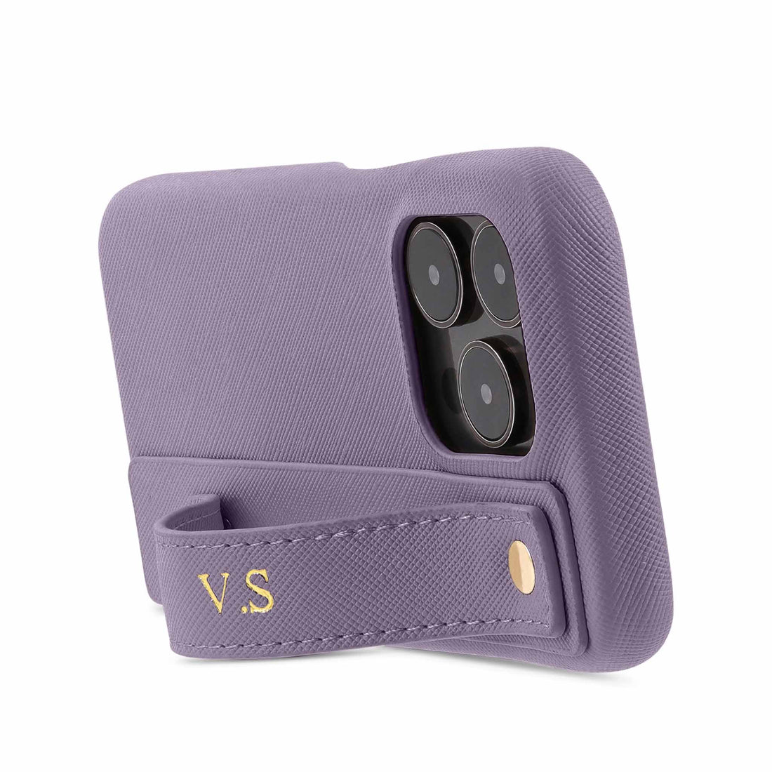 Purple Leather iPhone Case with Strap - Snap Bands