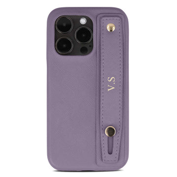 Purple Leather iPhone Case with Strap - Snap Bands