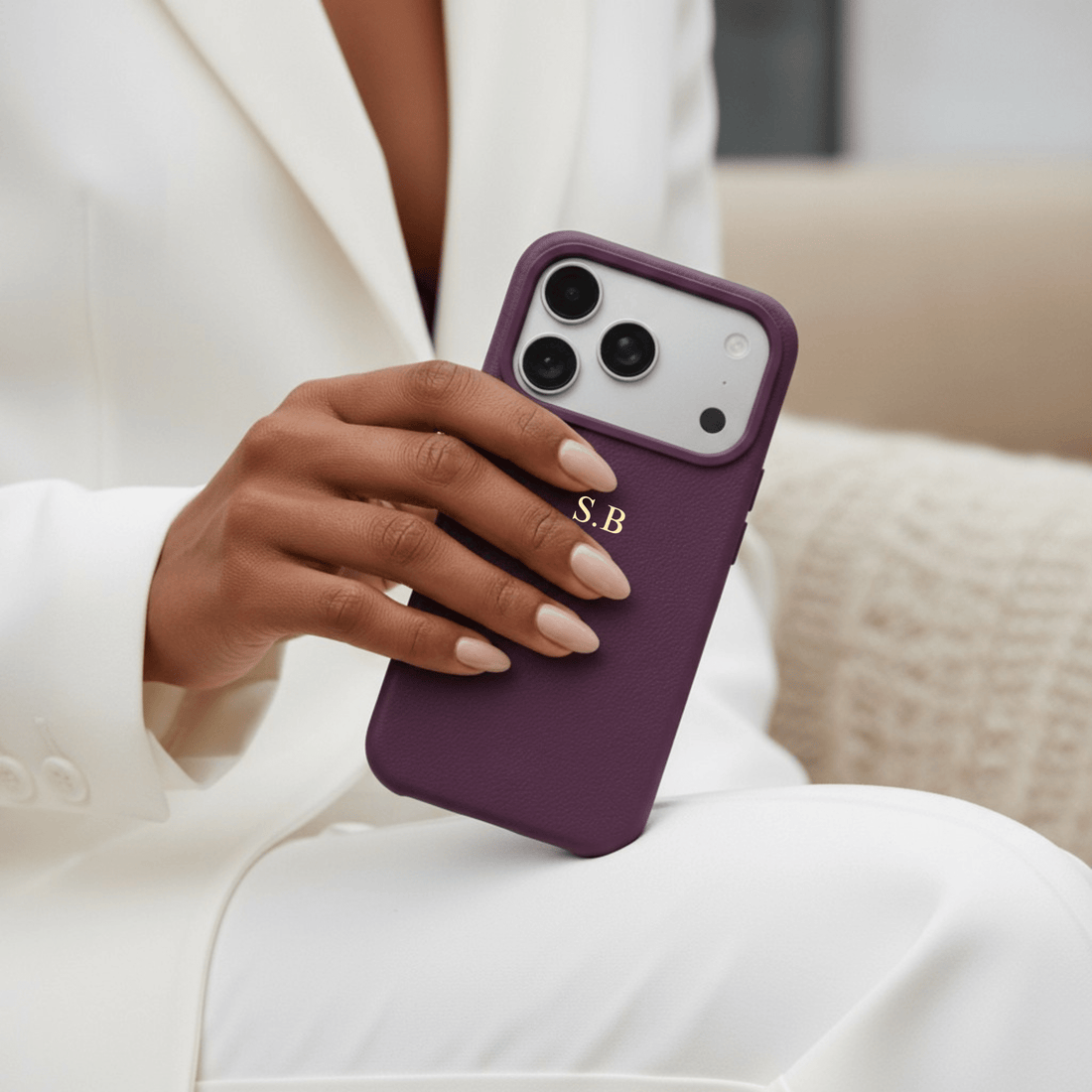 Purple Magnetic Leather iPhone Case - Snap Bands