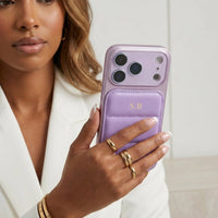 Purple Personalized iPhone Leather Case - Snap Bands