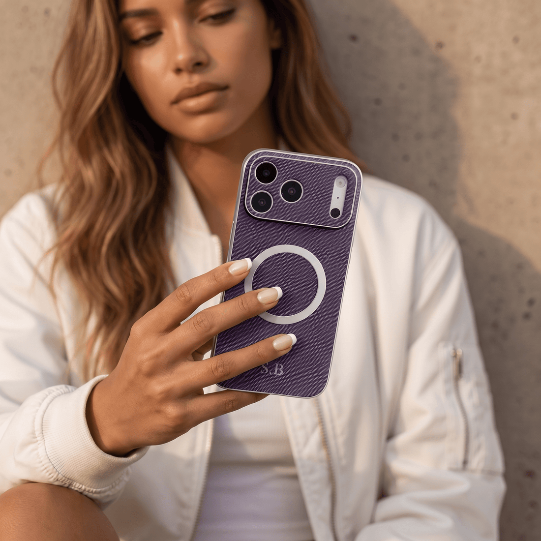 Purple Personalized Magnetic Leather iPhone Case - #Snap Bands#