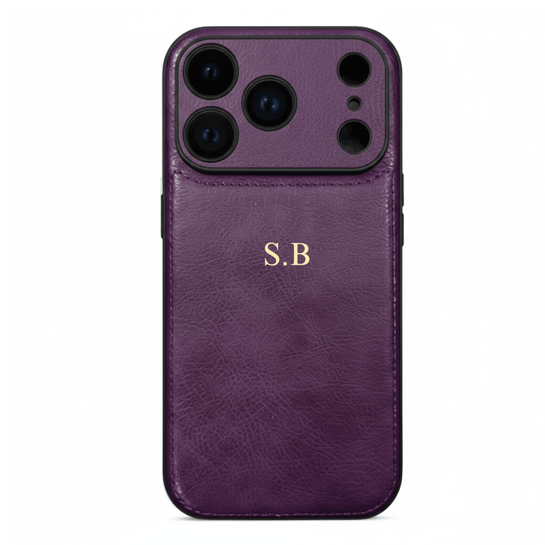 Purple Personalized Monogram Leather iPhone Case - Snap Bands