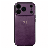 Purple Personalized Monogram Leather iPhone Case - Snap Bands
