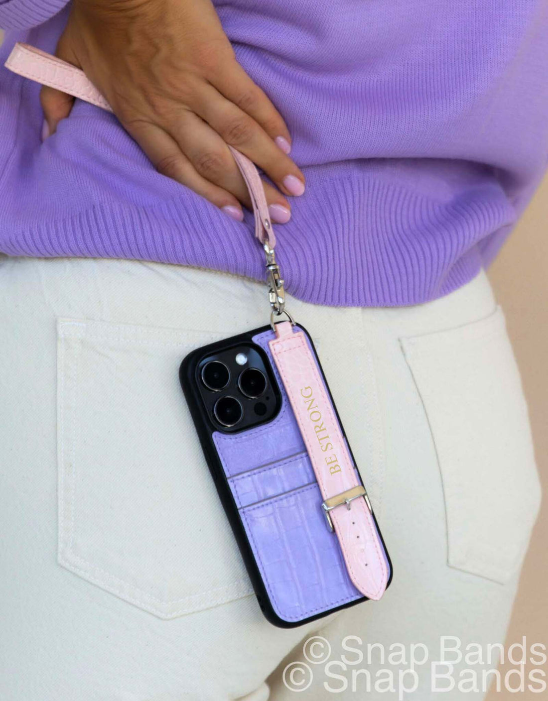 Purple Pink iPhone Case with Strap - Snap Bands