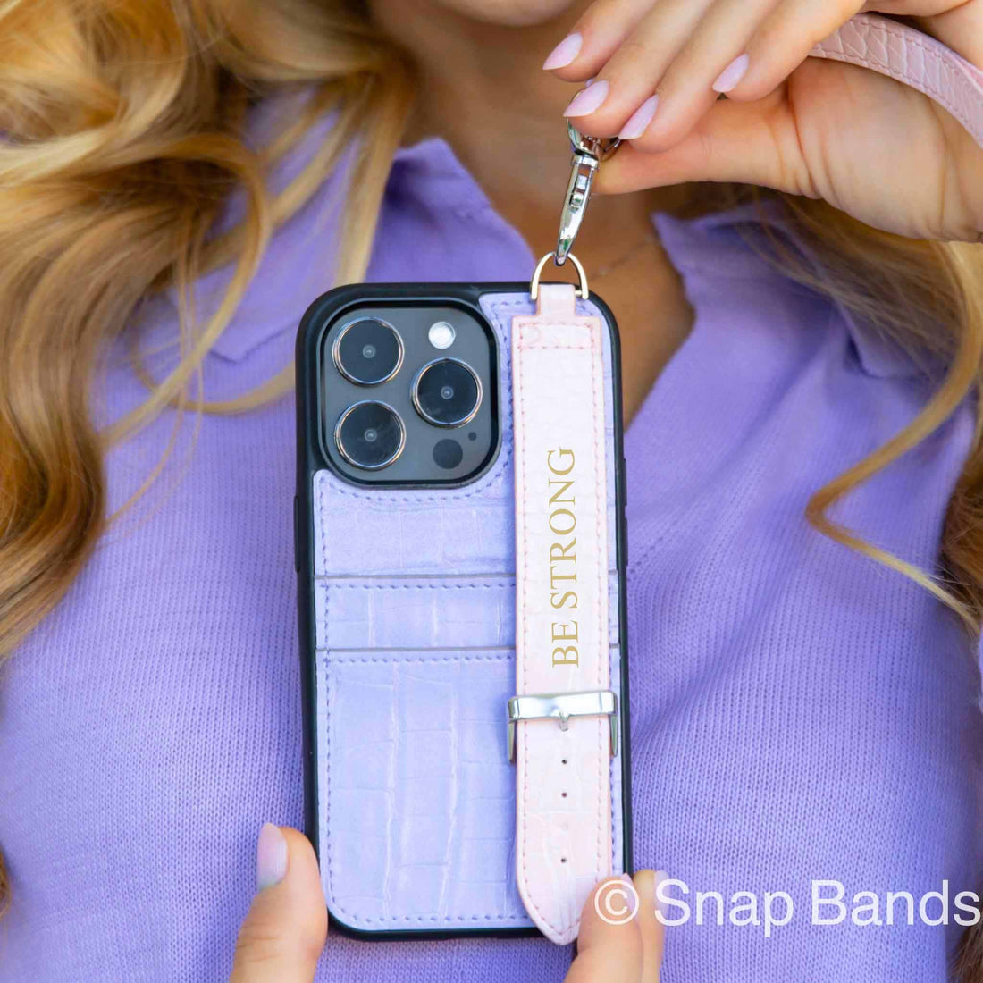 Purple Pink iPhone Case with Strap - Snap Bands