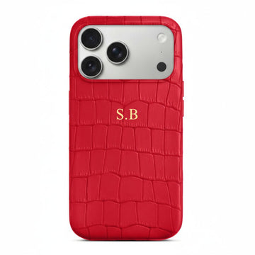 Red Crocodile Texture Personalized Leather iPhone Case - Snap Bands