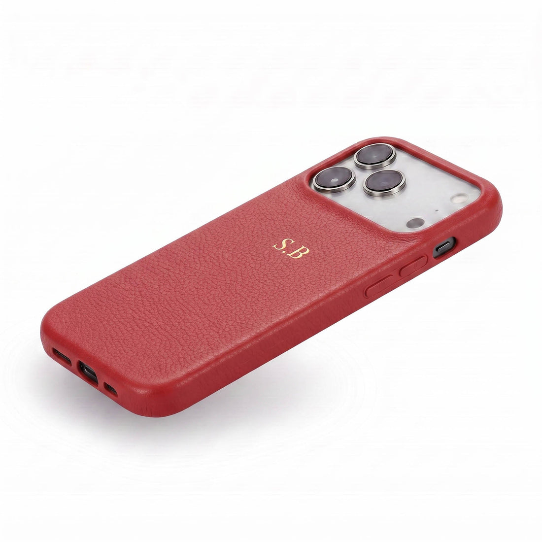 Red Leather iPhone Case - Snap Bands