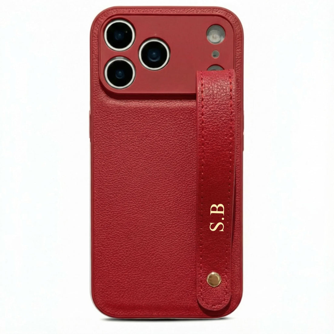 Red Leather iPhone Case with Strap - Snap Bands