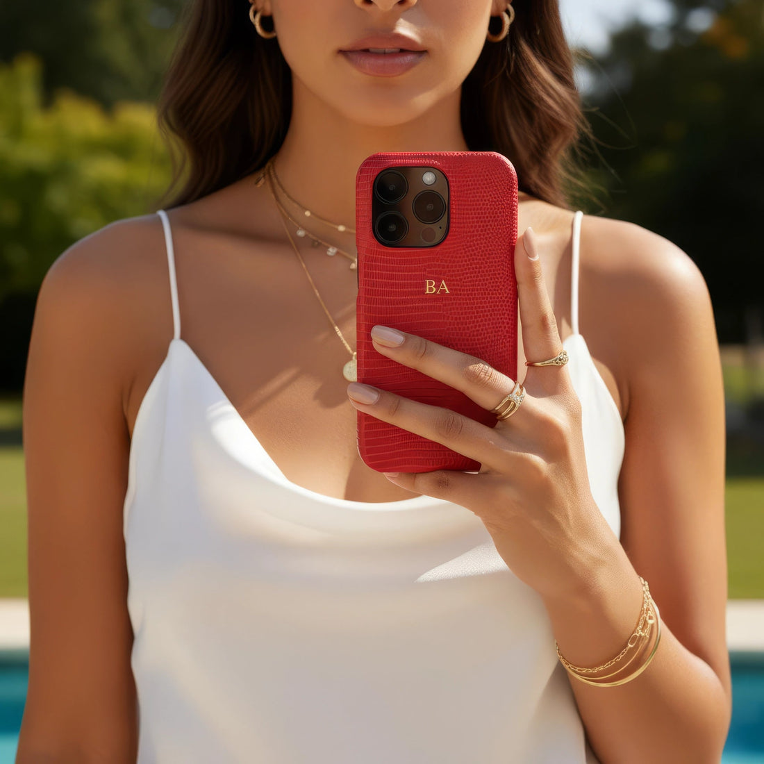 Red Leather Snake iPhone Case - Snap Bands