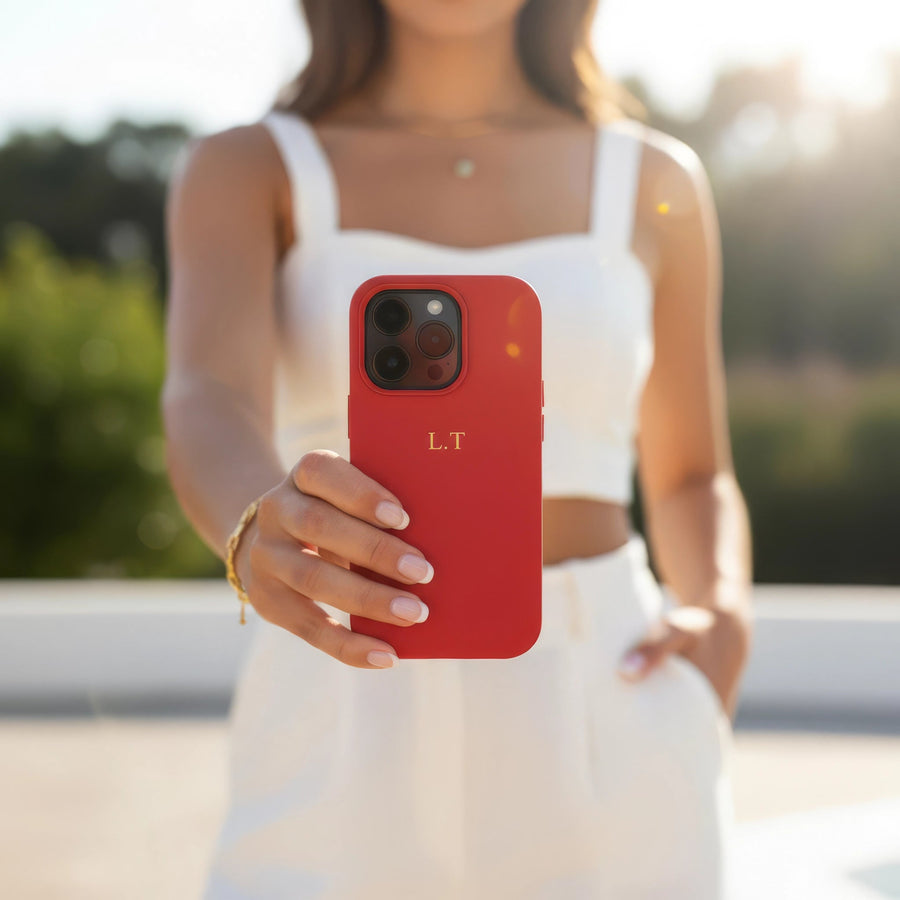 Red Magnetic Leather iPhone Case - Snap Bands