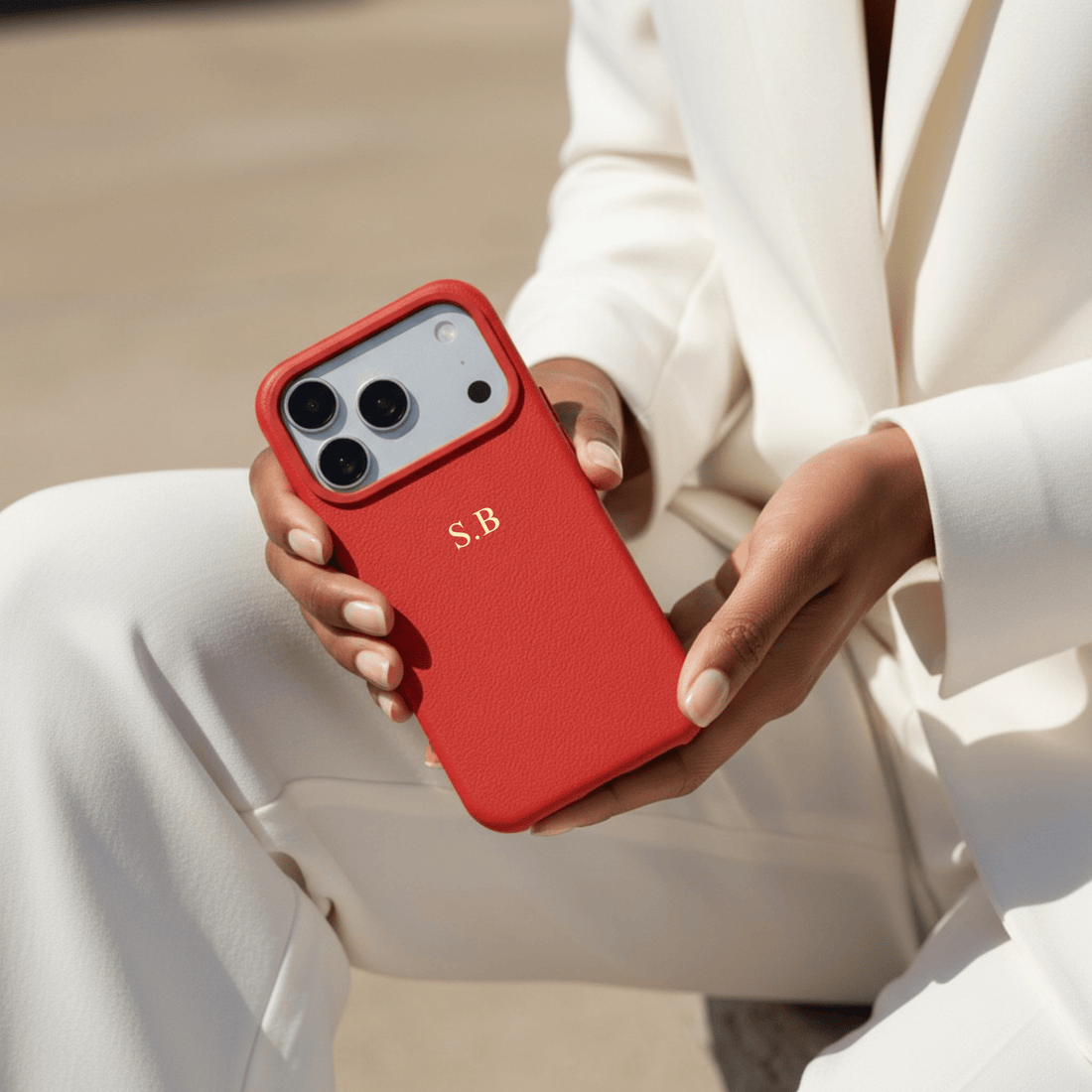 Red Magnetic Leather iPhone Case - Snap Bands