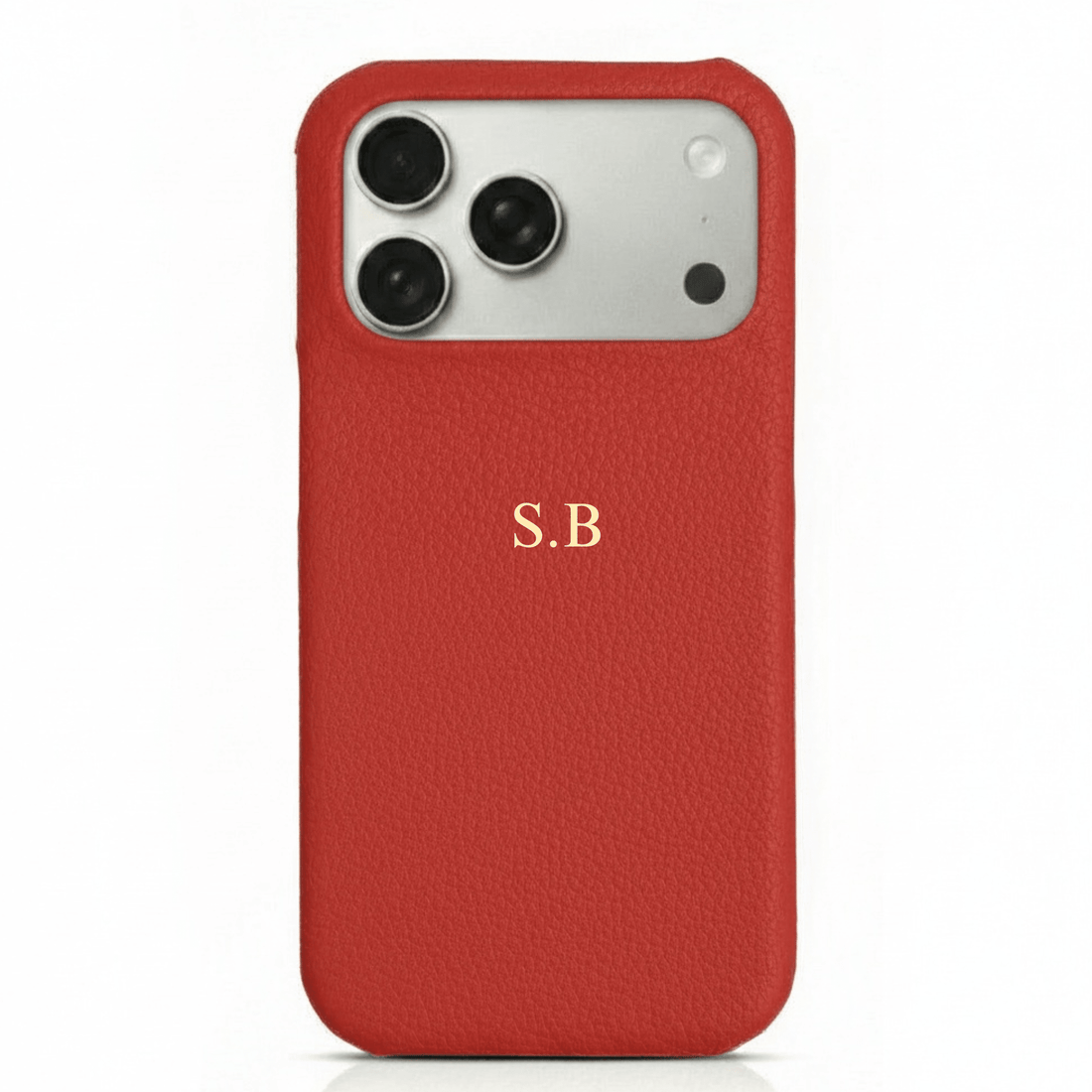 Red Pebble Leather iPhone Case - Snap Bands